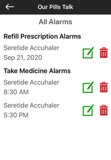 medical app alarms
